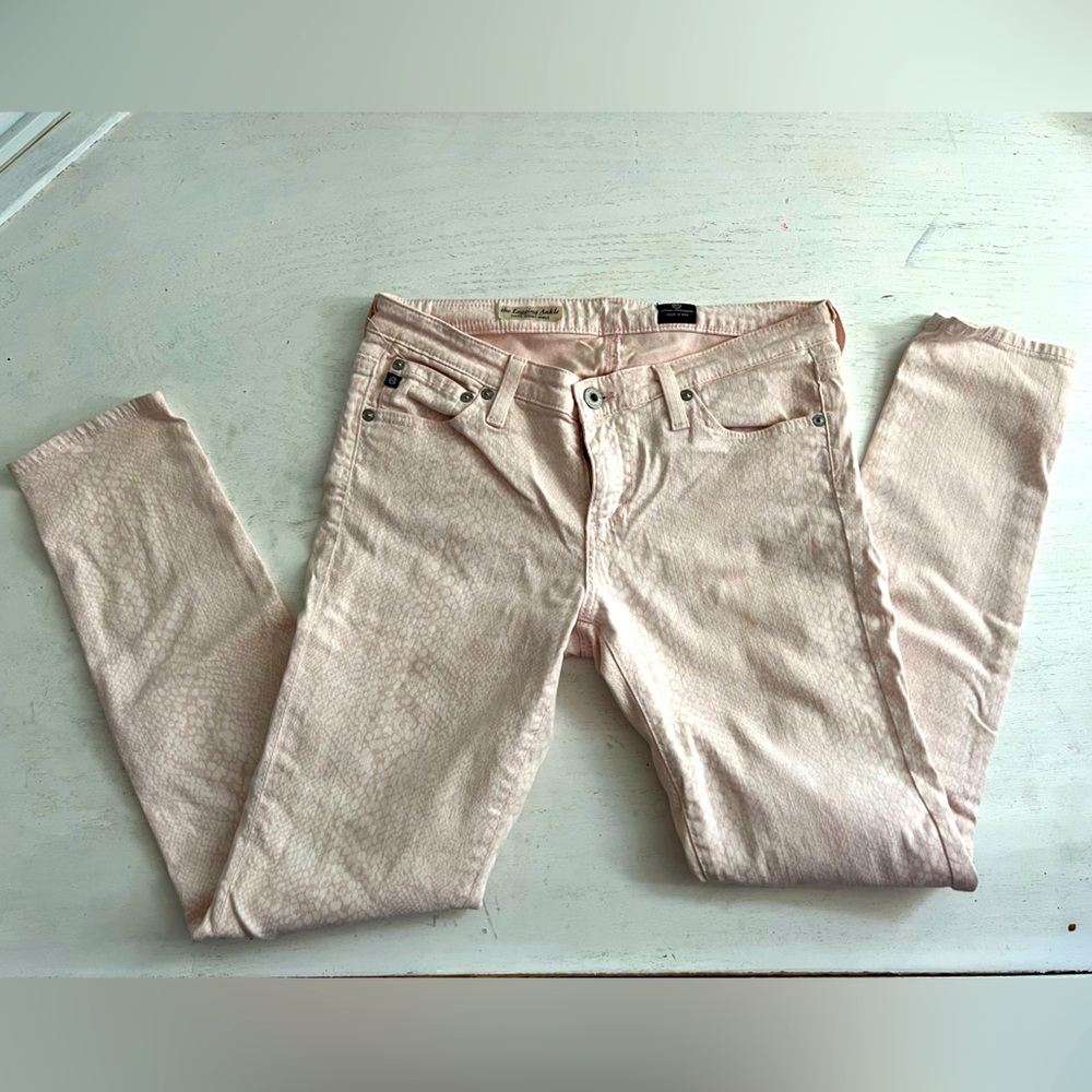 AG reptile print light pink skinny jeans